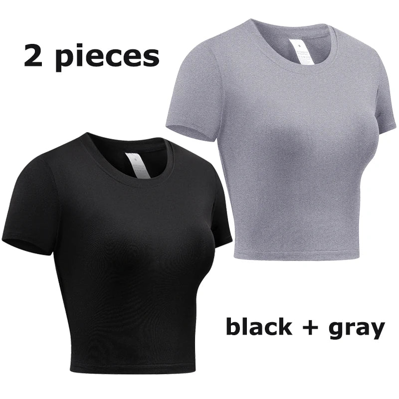Women's Compression Shirt Short Sleeve Athletic Yoga Running T-Shirt Summer Gym Workout Quick Dry Stretchy Tees Tops Baselayer