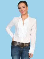 100% COTTON CENTER RUFFLE BLOUSE