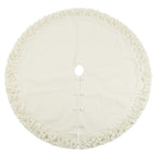 Saro Lifestyle 1236W72R 72 in Round Felt Flower Design christmas Tree Skirt  White