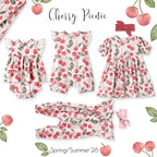 Cherry Picnic Baby Girl Romper – Soft Bamboo Zipper