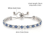 Adjustable Multicolor Tennis Bracelets for Women Ladies Wedding Rainbow Colorful Zircon Charm Bracelet Hand Chain Jewelry DZH043