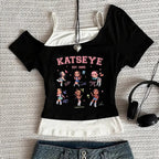 Katseye cropped top shoujo gothic funny graphic clearance sales 2000s tshirt kawaii cute meme baddie streetwear