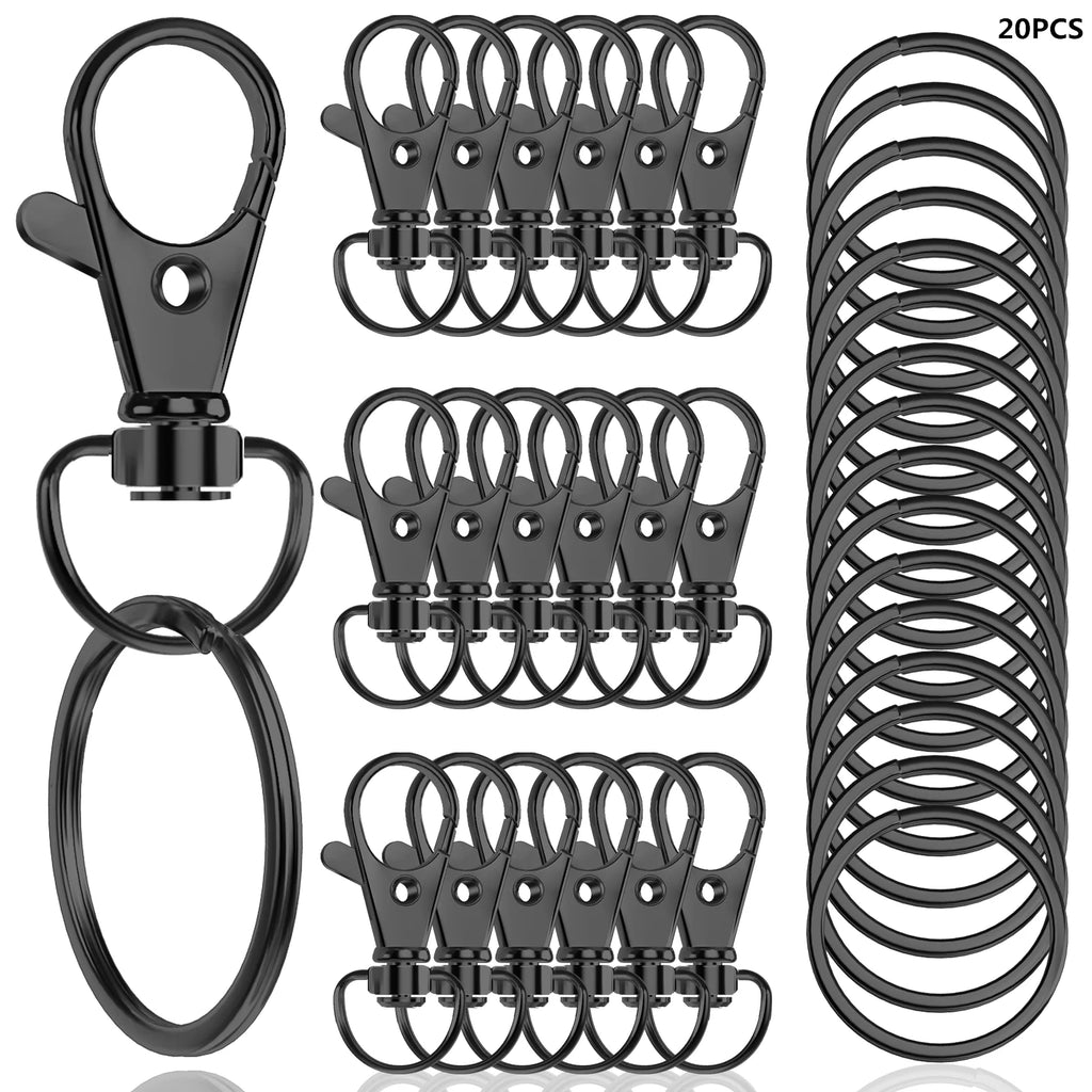 20pcs Swivel Lobster Clasp with Key Ring 10pcs Key Chain 10pcs Key Ring Lanyard Clip Keychains Decoration DIY Crafts 32mm/1.25in