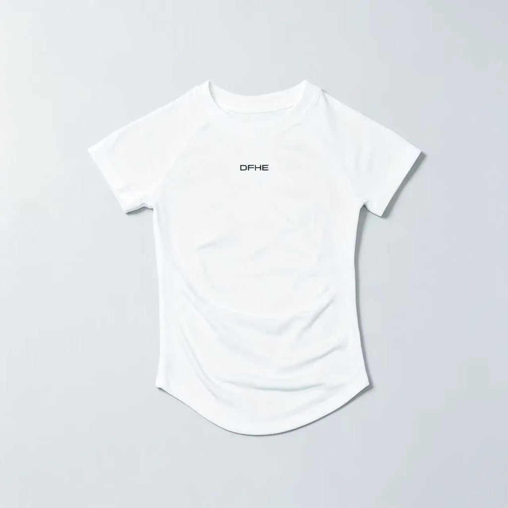DFHE Women Breathable Sports T Shirt Short Sleeve Round Neck Elastic Casual Tops For Gym Yoga Running Fitness