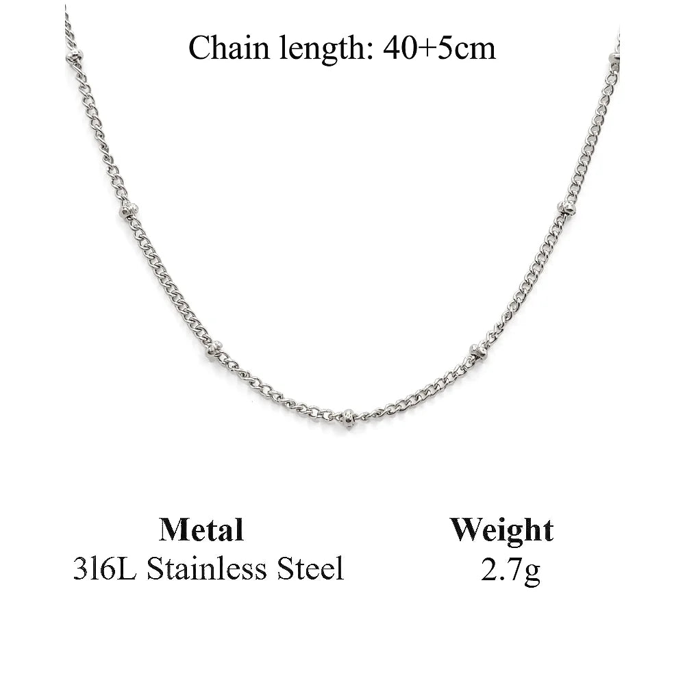 Stainless Steel Gold Plated Dainty Minimalist Zircon Charm Anti Tarnish Chain Round Clear Cz Stone Necklace for Women Jewelry