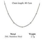 Stainless Steel Gold Plated Dainty Minimalist Zircon Charm Anti Tarnish Chain Round Clear Cz Stone Necklace for Women Jewelry