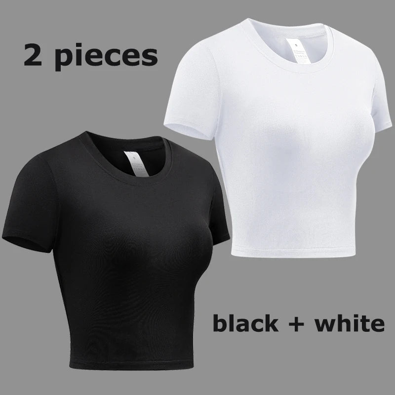 Women's Compression Shirt Short Sleeve Athletic Yoga Running T-Shirt Summer Gym Workout Quick Dry Stretchy Tees Tops Baselayer