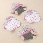 10 Pairs Adorable Kid's Socks - Comfortable Socks Suitable for Boys and Girls, Featuring Stripes and Heart-Shaped Patterns