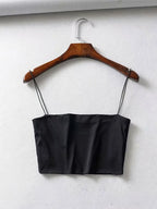 2024 Summer Women's Crop Top Sexy Elastic Cotton Camis Sleeveless Short Tank Top Bar