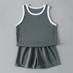 2/4Pcs Summer Children's Quick-drying Sports Suit Boys Casual Ball Sleeveless T-shirt Girls Joker Mixed Color Combination Shorts