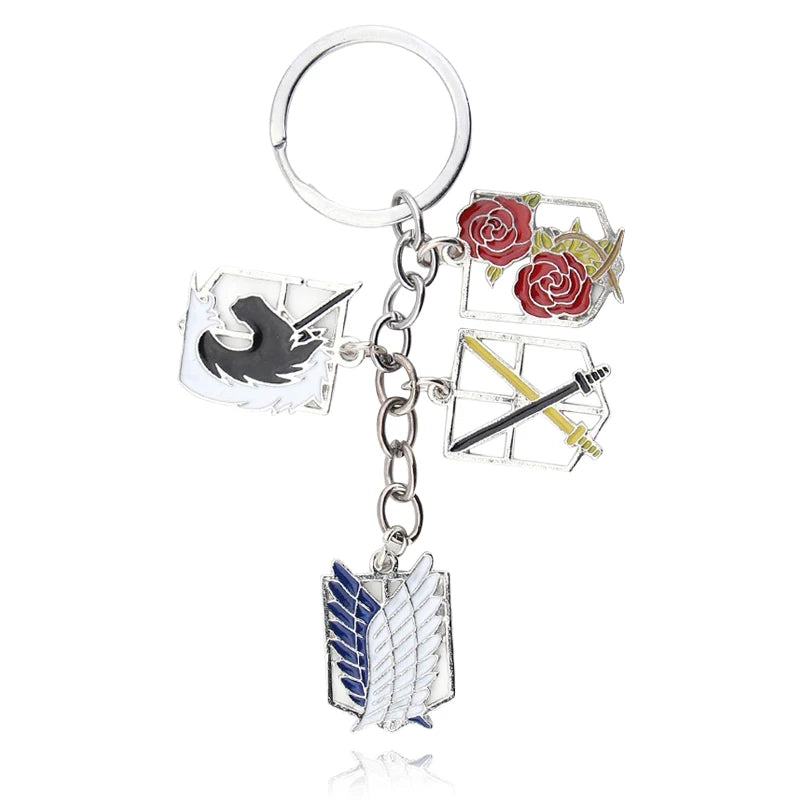 Attack on Titan Metal Keychains for Man Women Anime Peripheral Backpack Pendant Key Chains Bags Key Ring Cosplay Accessories