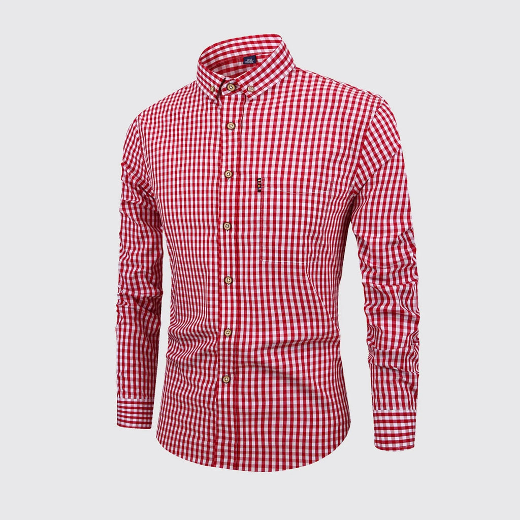 Men'S Single Breasted Checkered Shirt Men Shirts Fall And Winter Men Shirts Breathable Cotton Long Sleeved Camisa Masculina
