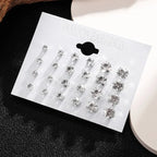 New 12 Pair/Pack White Shiny Wedding Stud Earrings Set For Women Men Crystal Jewelry Accessories Oorbellen Jewelry Earrings