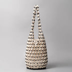 Women Woven Hand Bag Exquisite Design Hollow-out Wooden Bead Tote Bucket Shoulder Bag Female Handmade Beaded Handbag