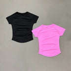 Women Sports T-Shirt Round Neck Short Sleeve Breathable Stretchy Tops Gym Fitness Yoga Running Workout Casual Athletic Shirts