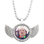 John Pork is Calling Answer Call Phone Humor Funny Pig Lover Graphic The moon Necklace Angel Wings Pendant Necklace Jewelry Gift
