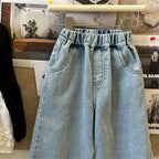 Bear Leader Summer New Blue Jeans 2-7-year-old Simple Kids Clothes Girls Korean Edition Fashion Lace Decoration Casual Pants