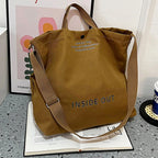 High Quality Canvas Men and Women Simple Cross-body Bag Wash Canvas Thick Handbag Large Capacity Arts Students Package Satchel