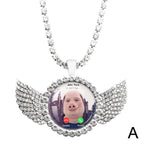 John Pork is Calling Answer Call Phone Humor Funny Pig Lover Graphic The moon Necklace Angel Wings Pendant Necklace Jewelry Gift
