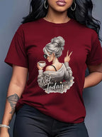 Y2k 90s 2000s Hot Sale Fashion T-shirt Artistic Wine Drink Women'S T-shirt Print Short Sleeve Women'S T Shirt Clothing Top Tee