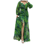 Ladies Gathering Long Sleeved Dress Pleated Slim Evening Party Dress For Women Chic Gala Graduation Dresses Vestidos Para Mujer