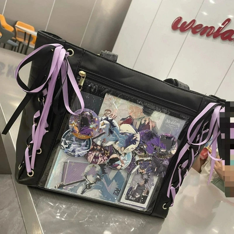New Japanese Cute Sweet Ribbon Ita Bag Lolita Girls Transparent Handba ...
