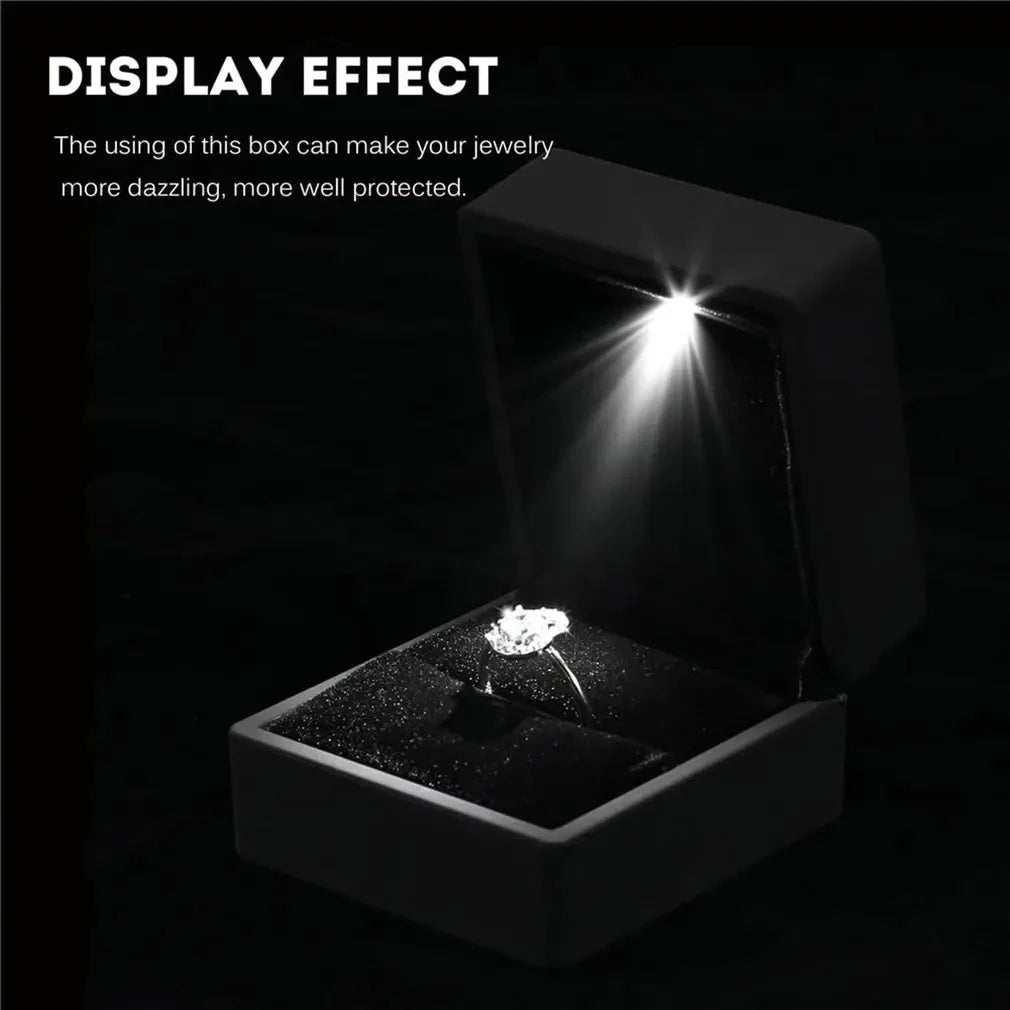 2024 Ring Box With LED Light Jewelry Diamond Ring Box Storage Wedding Ring Box Jewelry Organizer Storage Gift Box