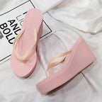 EOFK New Women Flip Flops Wedges Comfort Summer Platform Slippers Outdoor Concise Beach High Heel 9cm Casual Slides