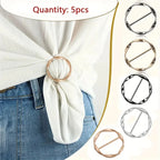 5pcs Simple Fashion Metal Buckles Adjustable T-Shirt Corner Knot Buckles and Scarf Decor Fasteners for Women Stylish Accessories
