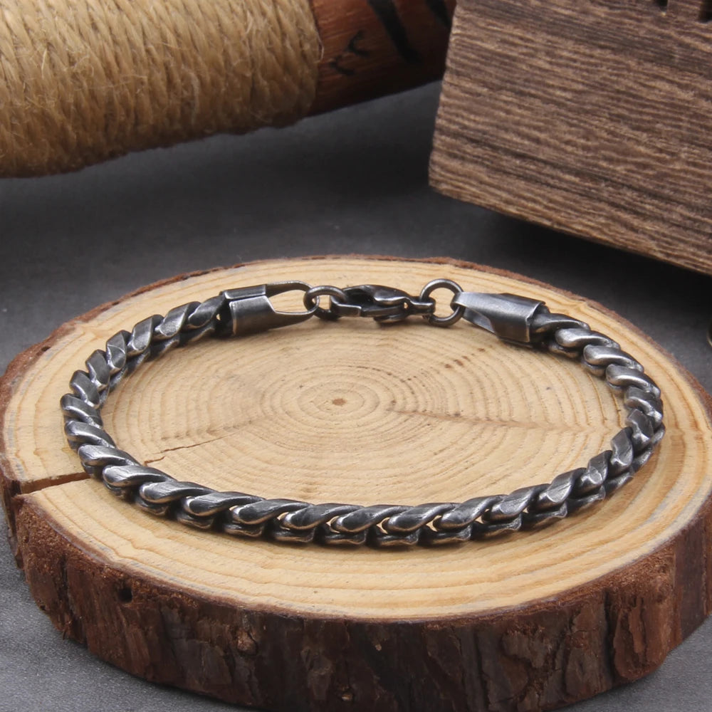 Vikings Jewelry Personalized Pattern Chain Bracelet Men's Thick Section Boy Hip-hop Street Hipster Fashion Jewelry with Wood Box
