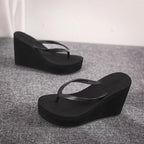 EOFK New Women Flip Flops Wedges Comfort Summer Platform Slippers Outdoor Concise Beach High Heel 9cm Casual Slides