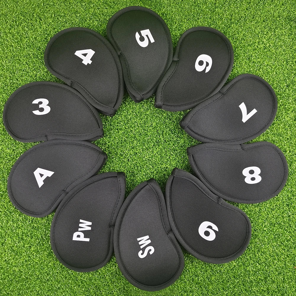 10Pcs/Set Golf Head Covers For Iron Golf Club Protective Black/Red/Blue Golf Club Iron Head Protector Golf Accessories