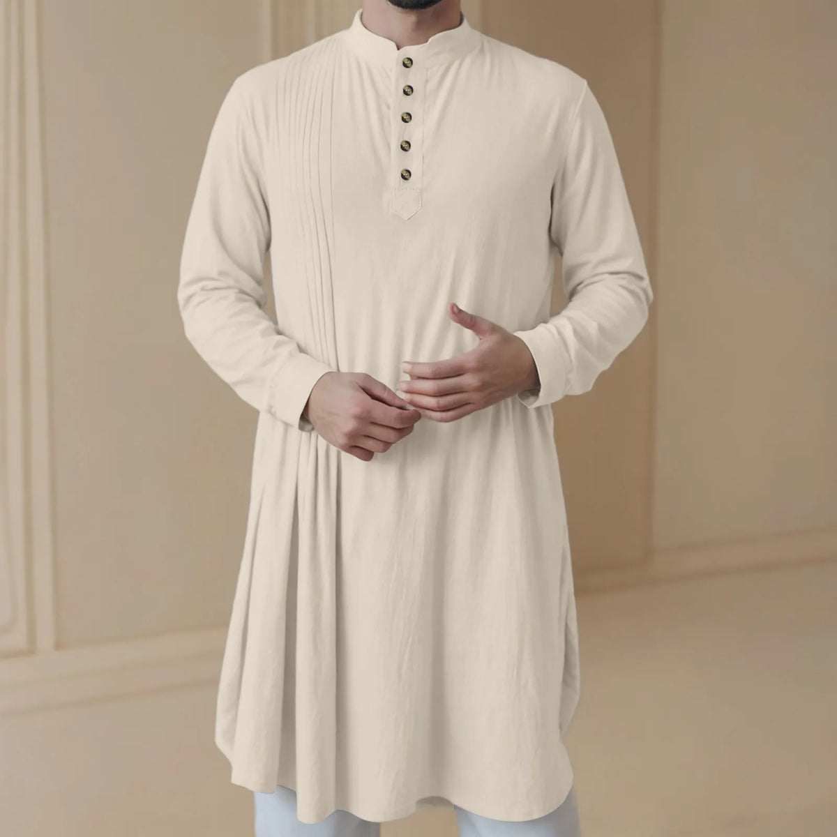 Men'S New Muslim Middle Arabic Men'S Button Down Cotton And Linen Shirts Muslim Robes Stylis Male Clothes Stylis Male Clothes