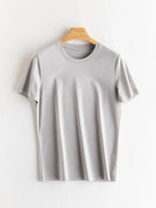SuyaDream Women Solid T Shirts, Silk Cotton Blend, O Neck, Short Sleeved Solid Tee, 2025 Summer Candy Colors Basic Cozy Top Gree