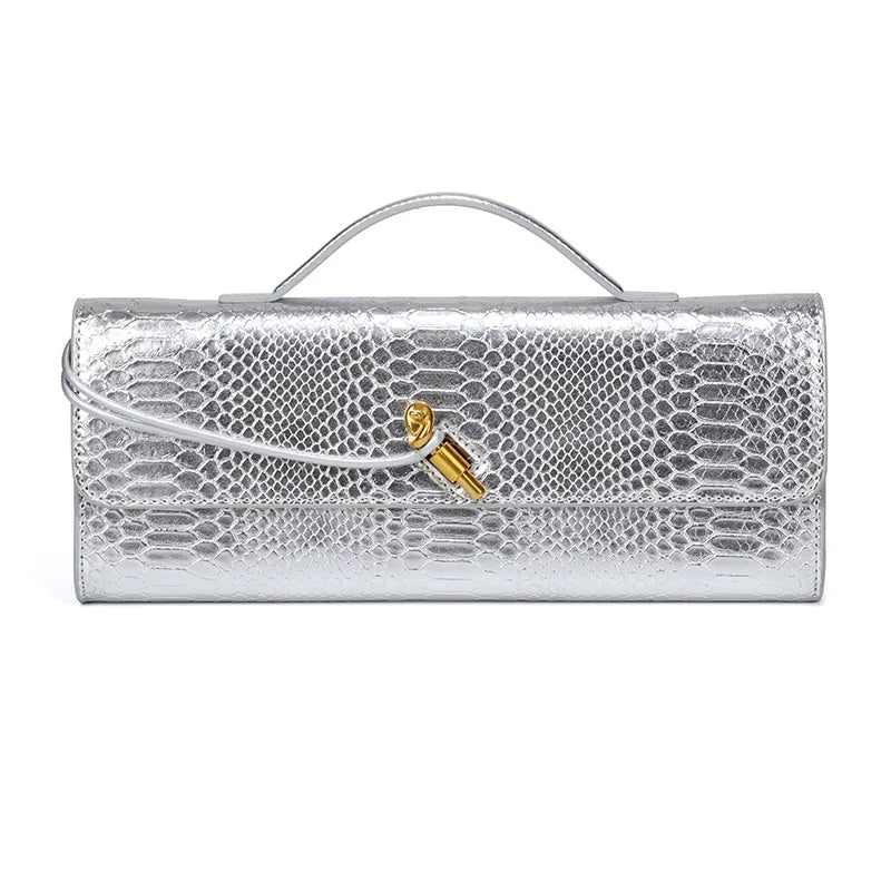PU Leather Fashion Luxury Top-Handle Bag For Women Evening Handbag Long Purse Crocodile Pattern Crossbody Shoulder Bags