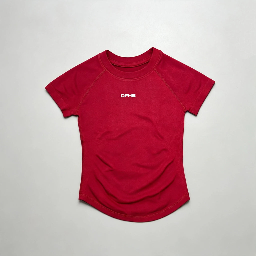 DFHE Women Breathable Sports T Shirt Short Sleeve Round Neck Elastic Casual Tops For Gym Yoga Running Fitness