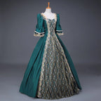 18th Century Medieval Dress Women High Waist Half Sleeve Ball Gown Princess Lace Patchwork Satin Dress Queen Renaissance Costume
