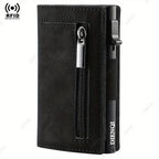 Magnetic Credit Card Holder Luxury Men Wallet Rfid Blocking Pop Up Minimalist Wallet Leather Bank Cardholder Case Vallet for Men