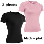 Women's Compression Shirt Short Sleeve Athletic Yoga Running T-Shirt Summer Gym Workout Quick Dry Stretchy Tees Tops Baselayer