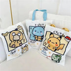 HOT Sale Pokemon Pikachu Canvas Shoulder Bags Psyduck Squirtle Ladies Casual Handbag Reusable Large Capacity Women Shopping Bag