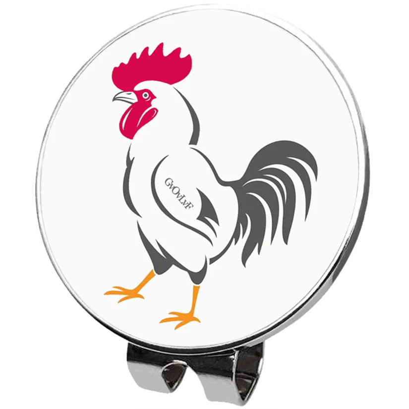 Golf Ball Marker - Rooster Pattern Golf Marker with Magnetic Hat Clip Novelty Gift - Gifts for Golf Lovers Golfer Men Friends