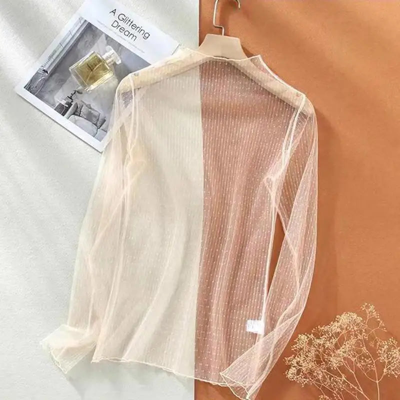 2026  Autumn Hollow Out Mesh T-Shirt Daisy Flower Pattern Crop Top sexy Transparent Long Sleeves Basic Tops For Women Lace Tops