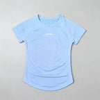 DFHE Women Breathable Sports T Shirt Short Sleeve Round Neck Elastic Casual Tops For Gym Yoga Running Fitness