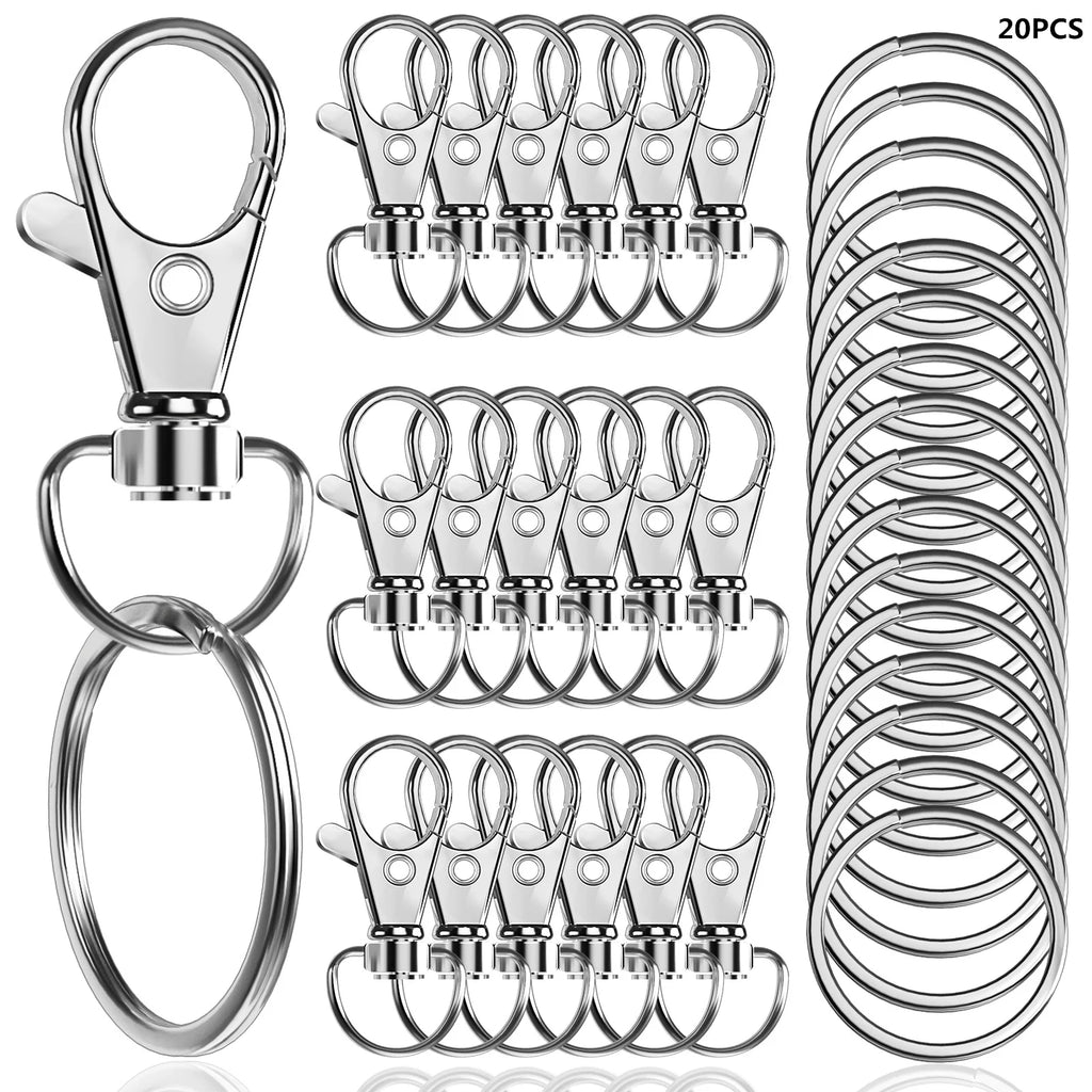 20pcs Swivel Lobster Clasp with Key Ring 10pcs Key Chain 10pcs Key Ring Lanyard Clip Keychains Decoration DIY Crafts 32mm/1.25in
