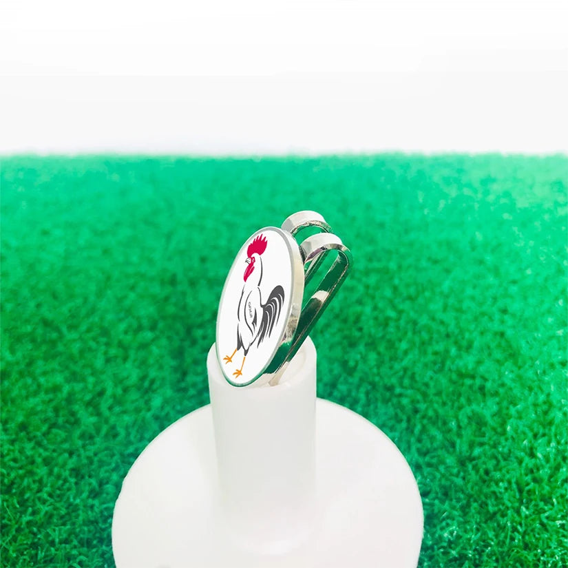 Golf Ball Marker - Rooster Pattern Golf Marker with Magnetic Hat Clip Novelty Gift - Gifts for Golf Lovers Golfer Men Friends