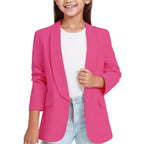 5t Girls Clothes Winter Girls Long Sleeve Shawl Formal Suit Jacket Open Front Inner Pocket For Kids Floral Long Sleeve Shirts
