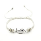 2 PC Jewelry Set Couple Black White Tai Chi Bracelet Rope Adjustable Chain Set Simple Style Daily Wear Jewelry