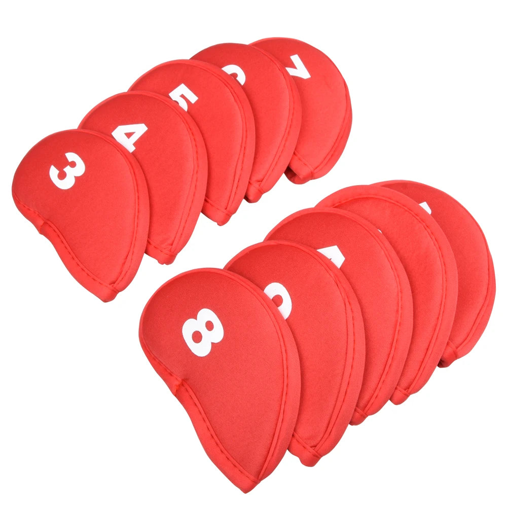 10Pcs/Set Golf Head Covers For Iron Golf Club Protective Black/Red/Blue Golf Club Iron Head Protector Golf Accessories