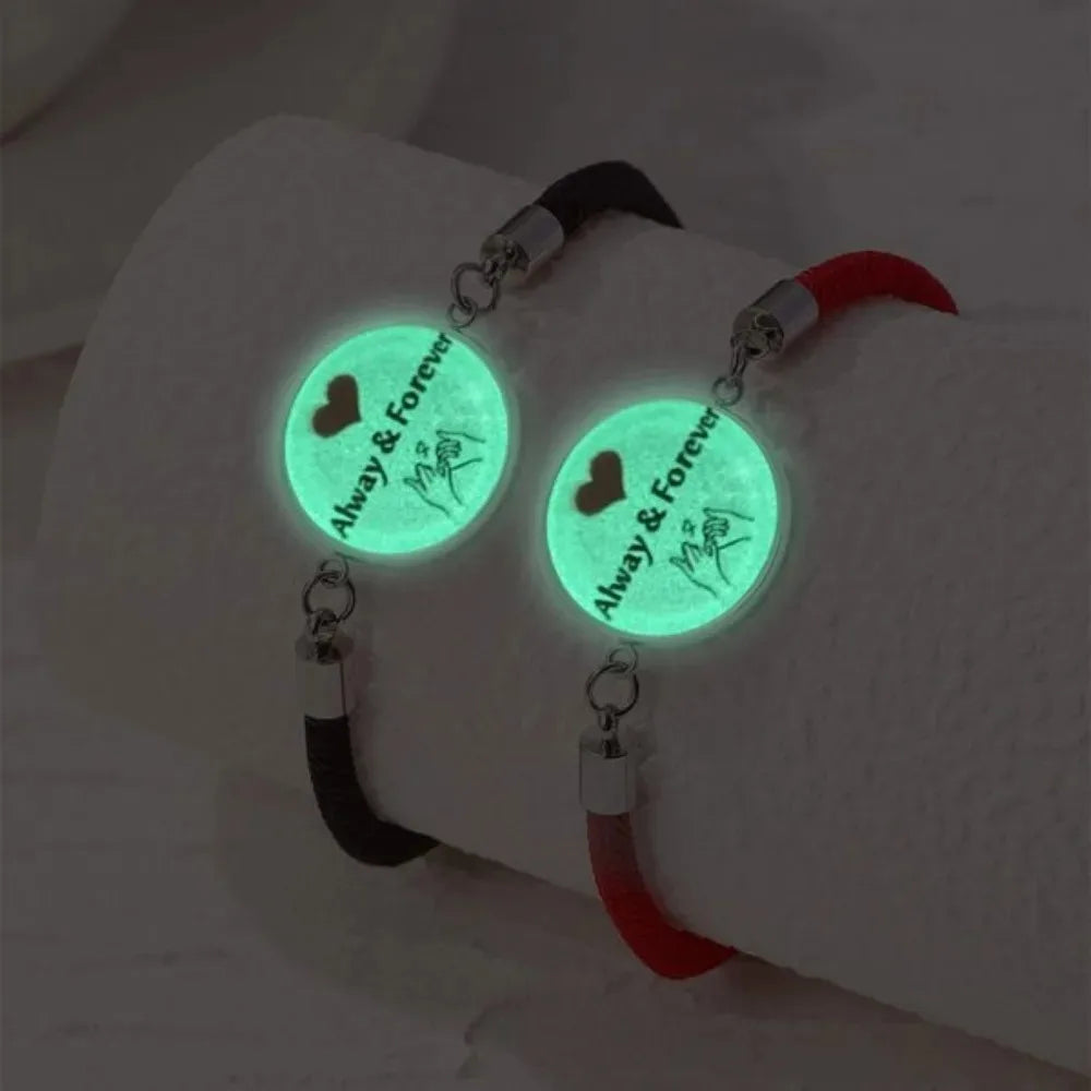 New Moon and Sun Love Time Gem Glow Couple Bracelet - Hand-woven Rope for Couples