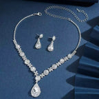 3 pieces of women's crystal droplet necklace with earrings set for wedding evening dress accessories